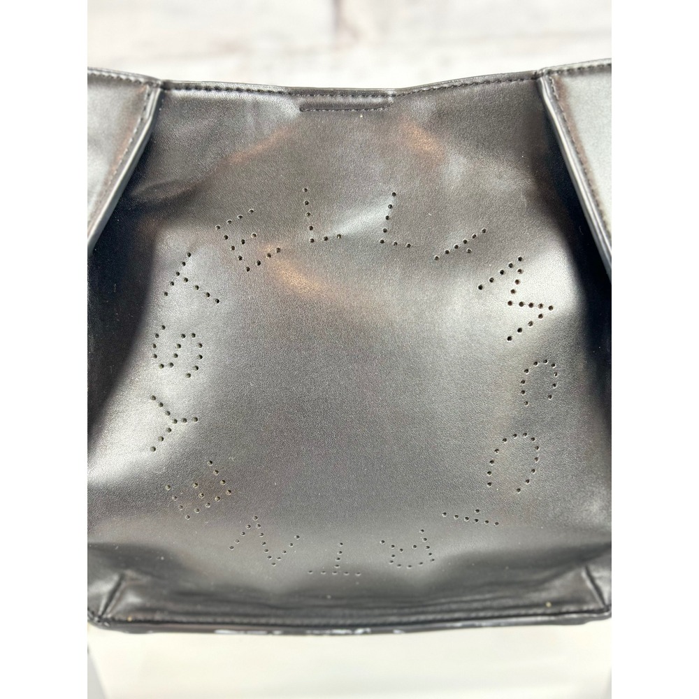 Stella McCartney Black Shoulder Bag Logo Perforated Strap Gold Hardware - Picture 4 of 14